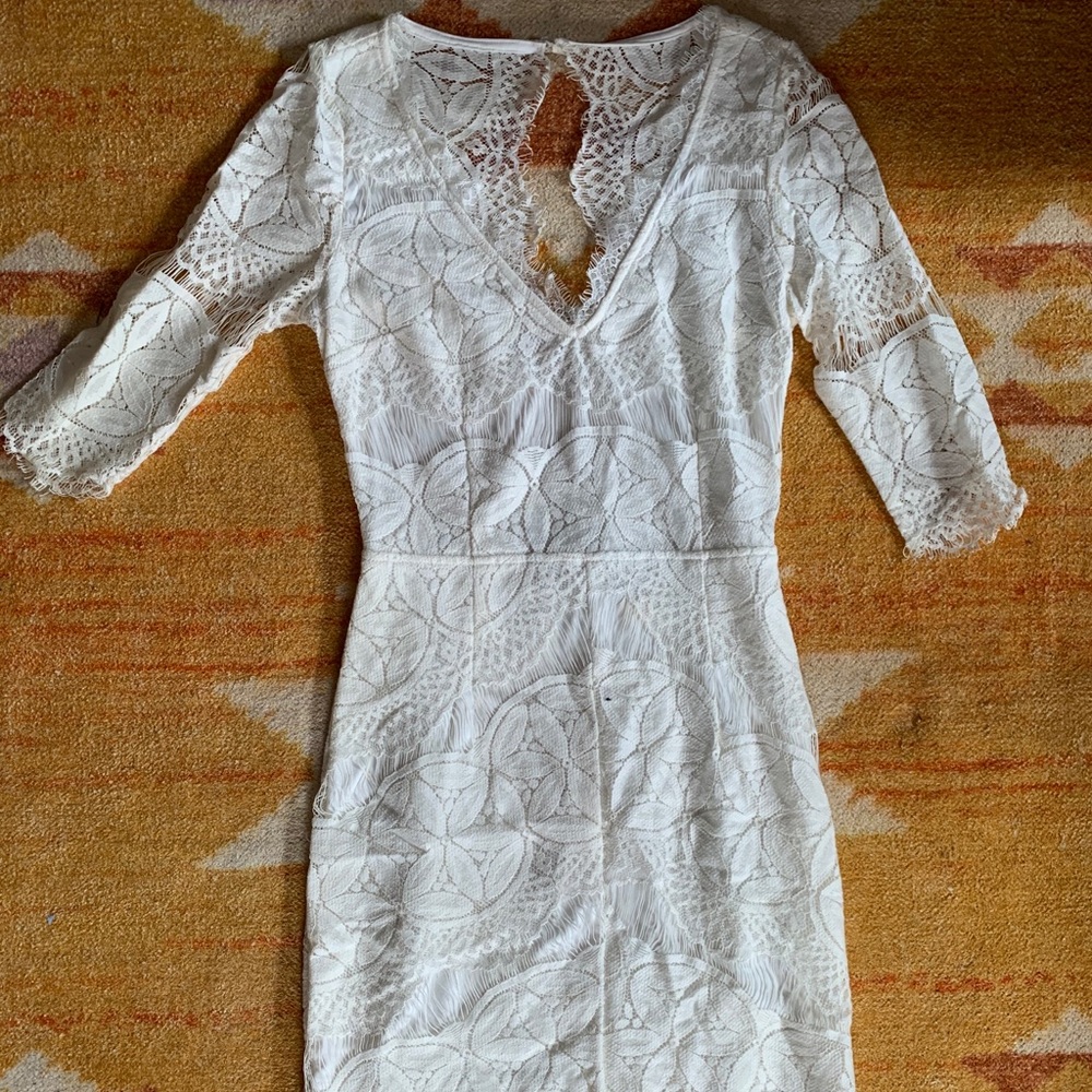 Soieblu white lace open back v neck dress